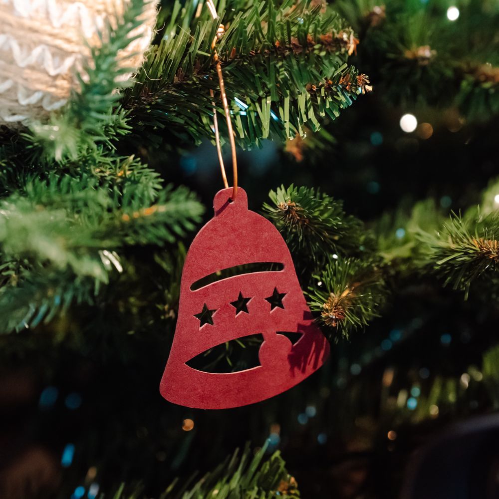 Glob piele PU Jingle Bell, bordo