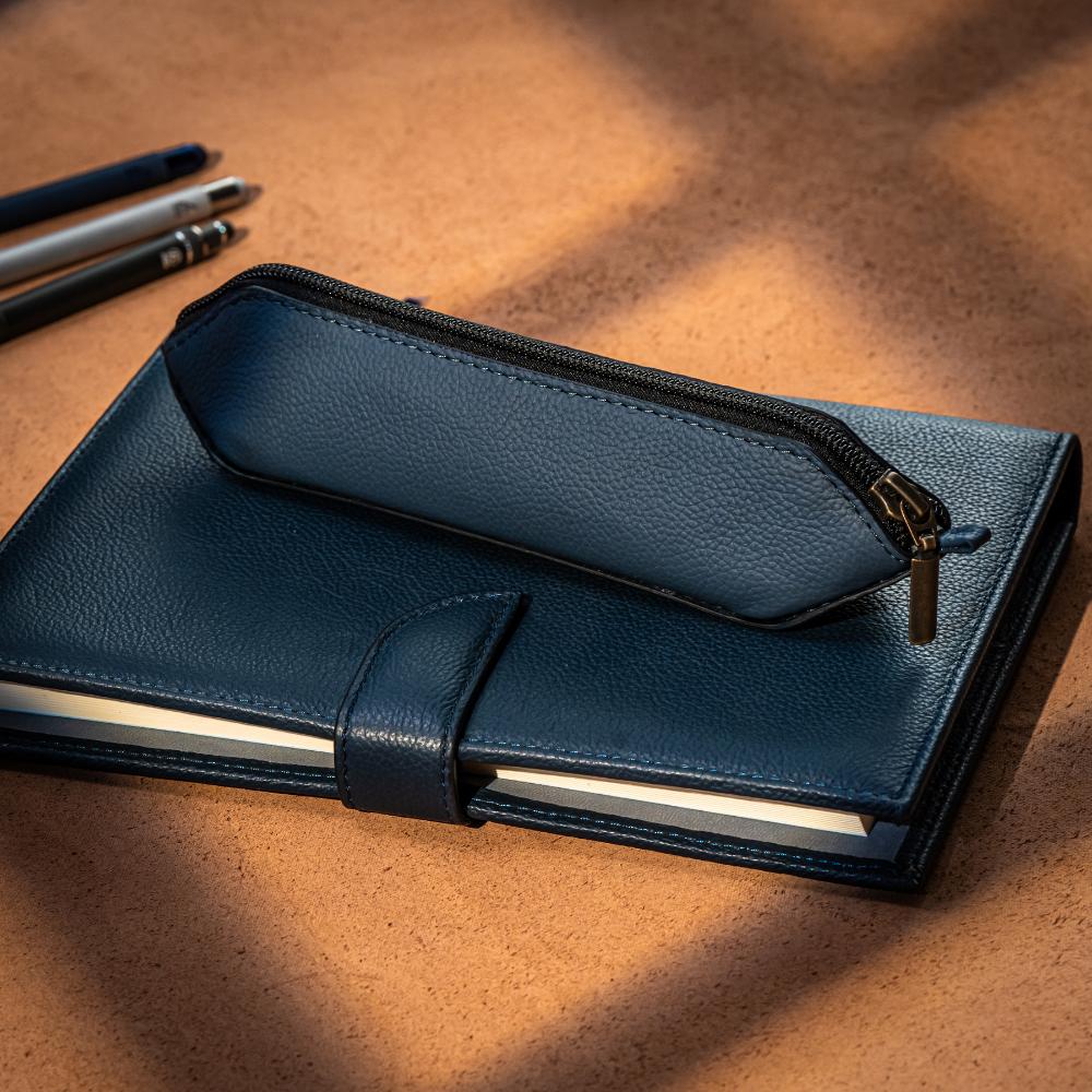 Executive Leather pencil case, blue