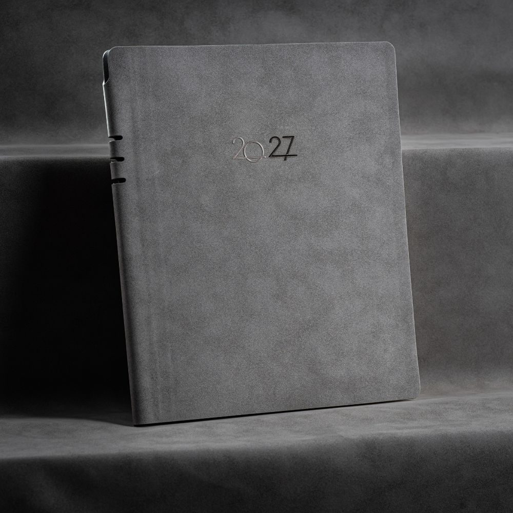 Agenda Nubuk, gri deschis, 20.5x26 cm
