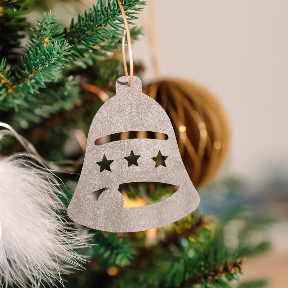 Glob piele PU Jingle Bell, gri deschis