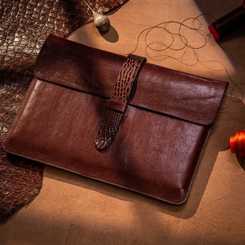 Husa laptop piele naturala Ruf, maro