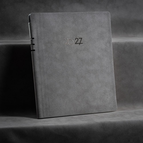 Agenda Nubuk, gri deschis, 20.5x26 cm