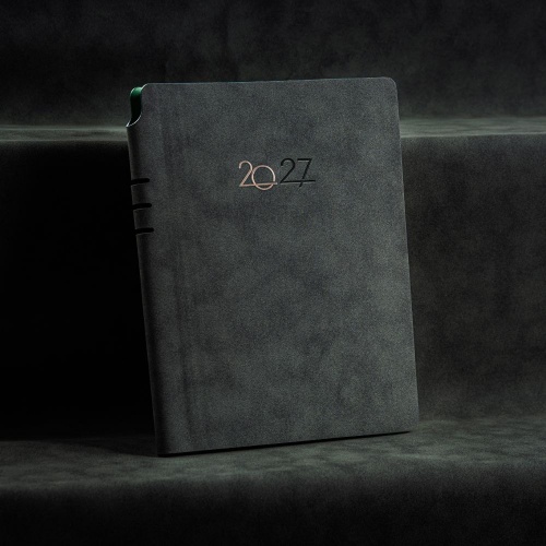 Nubuk agenda, 16x22 cm,  dark gray*