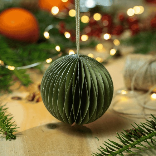 Recycled paper bauble, green*