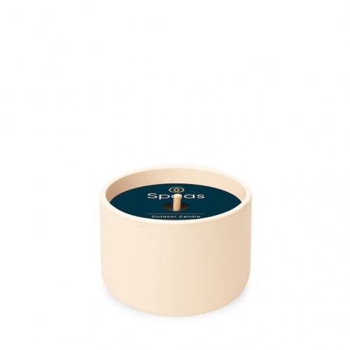 Outdoor Candle, Modern Flame - White Terracotta
