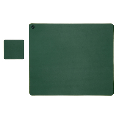 Set Mousepad si 1 suport pahar Flexi L, din piele PU, cu doua fete, protectie birou, verde/bej*